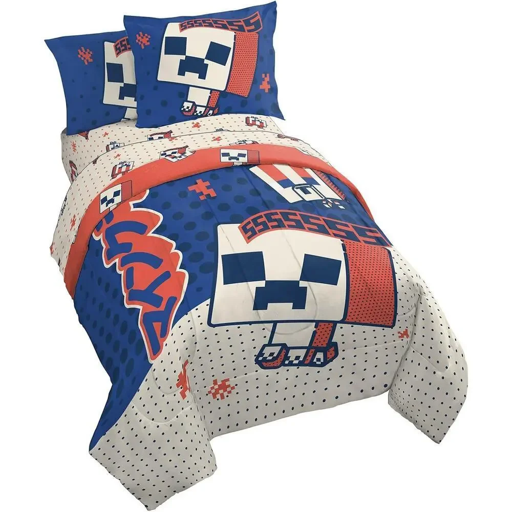 NEW Jay Franco Minecraft Creeper Full Double Comforter Set 7 Piece Bedding Set